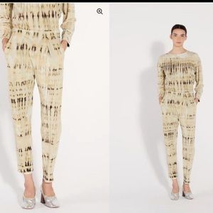 Raquel Allegra Basic Jersey Easy Tie Dye Pants in Grey/Yellow.